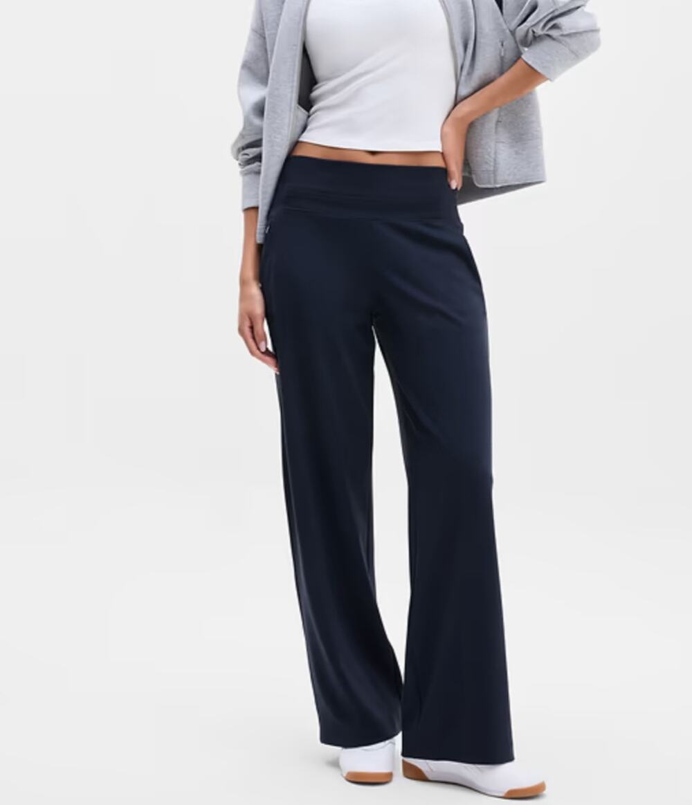 Athleta Venice High Rise Wide Leg Pant Women's Large Tall Navy Athleisure Sporty